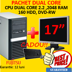 Fuijtsu Esprimo P3510, Dual Core E2200, 2.2Ghz, 2Gb, 160Gb HDD, DVD-RW + Monitor 17 inch Grad A