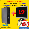 Pachet second Dell 745, Pentium Dual Core 3 Ghz, 1024 RAM, 80 HDD, CD-ROM + Monitor LCD 19 inci