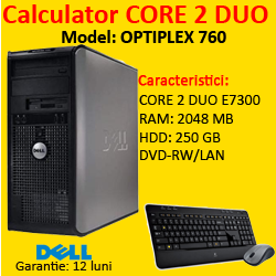 Computer sh Dell Optiplex 760 Desktop, Core 2 Duo E7300, 2.66Ghz, 2Gb DDR2, 250Gb, DVD-RW