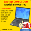 Laptop second lenovo t60, core 2 duo t7200, 2.0ghz, 2gb ddr2, 100gb,