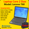 Laptop second lenovo t60, core 2 duo t7200, 2.0ghz, 2gb ddr2, 80gb,