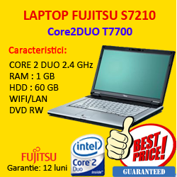 Laptop second Fujitsu Siemens Lifebook S7210, Intel C2D T7700, 2.4Ghz, 1Gb, 60Hdd, 14.1 inci