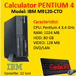 Unitate desktop IBM M9120, Pentium 4, 3.4Ghz, 1Gb DDR2, 80Gb SATA, DVD-ROM