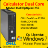 Windows 7 Home + Dell Optiplex 755 Desktop, Dual Core E2220, 2.4Ghz, 2Gb, 80Gb, DVD-ROM
