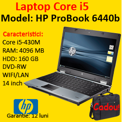 Laptop sh HP ProBook 6440b Notebook, Intel Core i5-M430, 2.26Ghz, 4Gb DDR3, 160Gb HDD, DVD-RW
