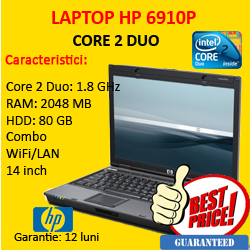 Laptop ieftin HP 6910p Intel Core 2 Duo 1.8GHz, 2 Gb RAM, 80 Gb HDD, Combo, 14 inch