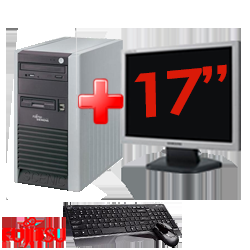 Super Pachet Unitate centrala Fuijtsu Esprimo P3510, Dual Core E5500, 2.8Ghz, 2Gb, 860Gb HDD, DVD-RW + Monitor LCD 17 Inch