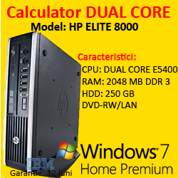 Windows 7 + PC HP Compaq Elite 8000 SFF, Pentium E5400 Dual Core, 2.6Ghz, 2Gb DDR3, 250Gb, DVD-RW