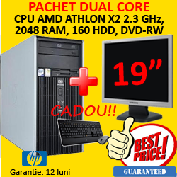 Calculator HP DC5850, AMD Athlon X2 , 2048 RAM, 160 HDD, DVD-RW + Monitor second hand 19 inci