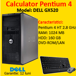 Calculator tower DELL GX520, INTEL PENTIUM 4 HT, 2.8 GHZ, 1024 MB RAM, 80 GB HDD, DVD