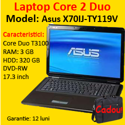 Laptop Business Asus X70IJ-TY119V, Celeron Core Duo T3100, 1.9Ghz, 3Gb DDR2, 320Gb SATA, DVD-RW, 17.3 Inch