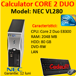 Unitate Centrala NEC PowerMate VL280, Core 2 Duo E8300, 2.83Ghz, 2Gb, 80Gb DDR2, DVD-RW