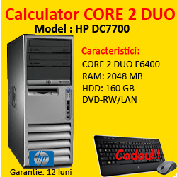 Calculatoare sh HP Compaq DC7700, Intel Core 2 Duo E6400, 2.13Ghz, 2Gb, 160Gb DVD-RW