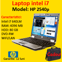 Laptop HP EliteBook 2540p, Intel Core i7 640LM, 2.13GHz, 4GB, 80GB, DVD-RW, 12 inch LED-backlight