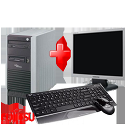 Pachet PC Fujitsu P3500 Intel Pentium Dual Core E2160, 1.8Ghz, 1Gb DDR2, 160Gb, DVD-RW + Monitor LCD