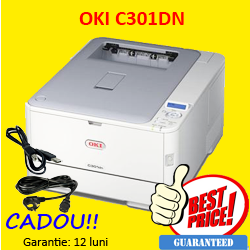 Imprimanta Ieftina color OKI C301DN, 22 ppm, USB, Retea, Duplex, Cyan si Magenta 0%