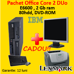 IBM M57, Core 2 Duo E6600, 2.4Ghz + Monitor LCD 17 inch + Imprimanta Lexmark E350D