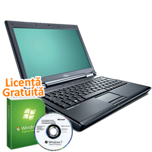 Windows 7 Professional + Notebook Fujitsu Esprimo Mobile D9510,Procesor Intel Core 2 Duo P8400, 2.2Ghz,Memorie 2Gb DDR3,HDD 160Gb,Unitate Optica DVD-RW