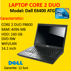 Dell Latitude E6400 ATG, Core 2 Duo P8600, 2.4Ghz, 4Gb DDR2, 160Gb SATA, DVD-RW, LED 14.1 inci