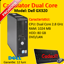 Computer DELL Optiplex GX320, DUAL CORE, 2,8 GHZ, 1 GB RAM, 80 GB HDD, DVD