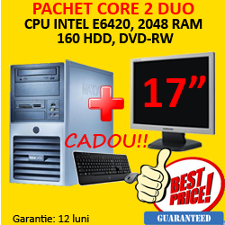 Pachet Maxdata, Core 2 Duo E6420, 2.13Ghz, 2Gb DDR2, 160Gb, DVD-RW + Monitor LCD 17 inci