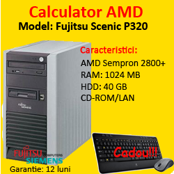 Calculator Ieftin Fujitsu Scenic P320, AMD Sempron 2800+, 1.8ghz, 1Gb, 40Gb, CD-ROM