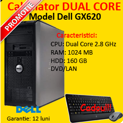 Calculator Second Hand Dell Optiplex GX620, Dual Core 2.8 GHz, 1 Gb, 160Gb, DVD-ROM