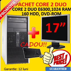Computer HP DC5700 Tower, Intel Core 2 Duo E6300, 1Gb, 160Gb HDD, DVD + Monitor LCD 17 inch