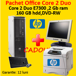Calculator HP DC7900, Core 2 Duo E7300, 2.66Ghz + LCD 19 inci + Imprimanta Sh HP 4200