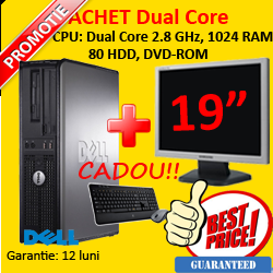 Computer sh DELL Optiplex GX320, DUAL CORE, 2,8 GHZ, 1 GB RAM, 80 GB HDD, DVD + Monitor LCD 19 inch