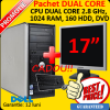 Pachet Dell Optiplex GX620, Dual Core 2.8 GHz, 1 Gb, 160Gb, DVD-ROM + Monitor 17 inch