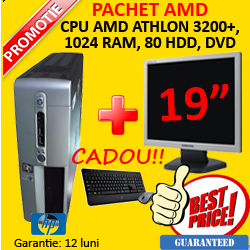 Pachet Calculator HP DX5150, AMD Athlon 64 3200+, 1Gb DDR, 80GB HDD, DVD-ROM + Monitor 19 inch