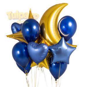 Set baloane metalizate, aurii si albastre (12 piese)