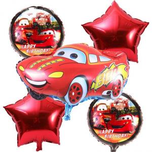 Baloane Cars - Fulger McQueen (set 5 piese), rosu sau albastru