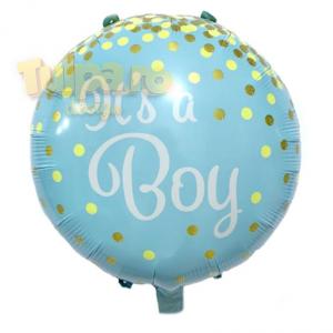 Baloane It's A Boy, forma rotunda, culoare bleu