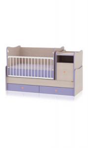 Patuturi bebe transformabile din lemn  Alb-Violet- BTN000193