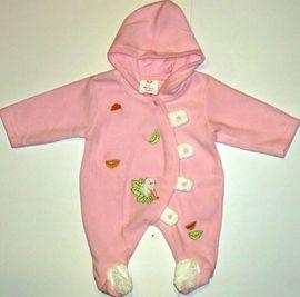 Salopeta roz cu gluga pentru bebeluse- 14388A