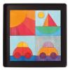 Puzzle magnetic cu masinuta, barcuta si soare -