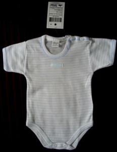 Body de bebelusi cu model cu dungulite bleu si albe - ICC179