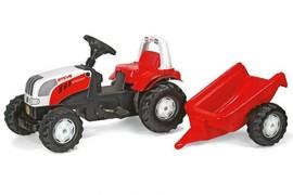 Tractor cu pedale si remorca copii ROLLY TOYS Alb Rosu - MYK213