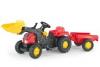 Tractor cu pedale si remorca copii rolly toys rosu -
