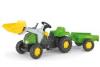 Tractor cu pedale si remorca copii rolly toys verde -