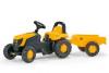 Tractor cu pedale si remorca copii rolly toys galben
