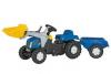 Tractor cu pedale si remorca copii ROLLY TOYS Blue - MYK189