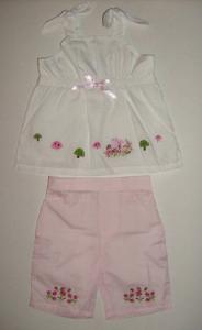 Pantalon scurt roz cu maiou alb - 7355'_1