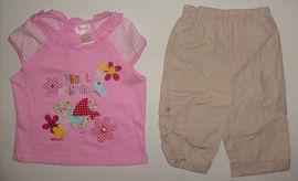 Tricou roz cu pantalon pentru fetite - 7195