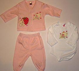 Set pijamalute roz in dungi pentru bebeluse- 14317
