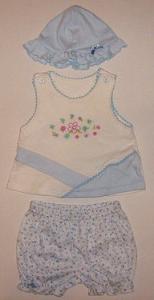 Set haine copii - cu palarie de soare NANETTE - 3-6, 6-9 LUNI - 1652'