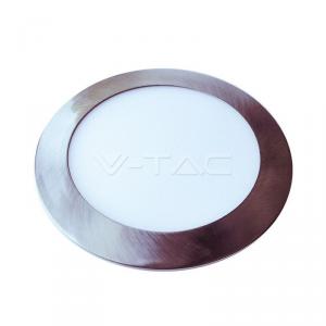 VT-607SN 6W PANOU LED SLIM-SATIN NICKEL Alb Natural 4000K ROTUND Cod V-TAC6338