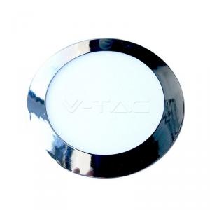 VT-1207CH 12W PANOU LED SLIM-CHROME ALB CRISTAL 6400K ROTUND Cod V-TAC6342